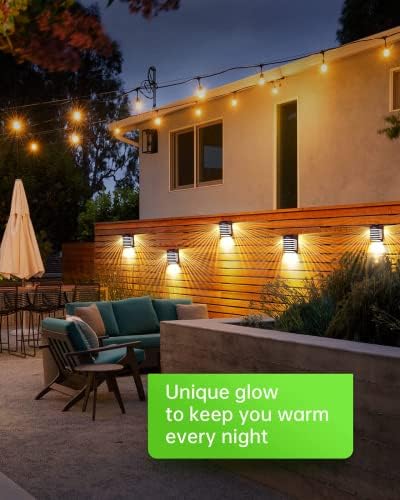 Whousewe Solar Fence Lights, Solar Wall Lights Decoration Outdoor Waterproof with 2 Modes for Patio, Fence, Yard, Garden, Garage, Stairway, Gate, Warm Light(1 Pack)