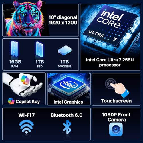 Image of HP OmniBook 3 16 inch WUXGA IPS Touchscreen AI Laptop, Intel Core Ultra 7 255U, 16GB DDR5, 2TB Storage (1TB SSD+1TB Docking Station), Intel Graphics, Numeric Keypad, FHD Camera, Win 11, Mica Silver