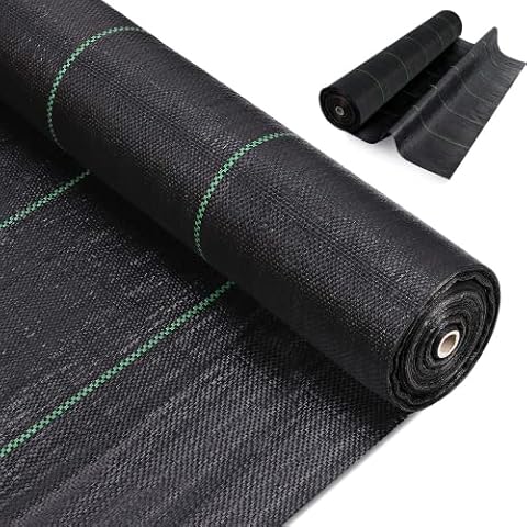 iropro 2m x 10m Heavy Duty Weed Control Membrane Garden Weed Barrier Fabric for Landscaping Driveway Gravel Artificial Grass Lawn Underlay Black Woven Roll Ground Cover Cover