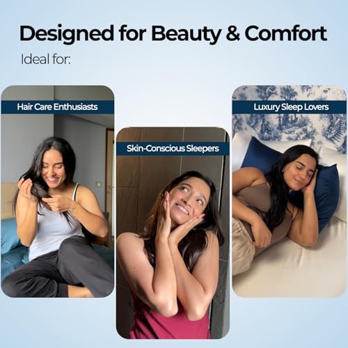 Image of SEEVO 400 TC Luxurious Satin Silk Pillow Covers /Pillowcases with Envelope Closure, Soft Comfortable Protects Hair and Skin - 17 inch x 27 inch - Set of 2 (Maroon)