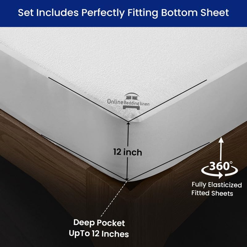 Miniatura 6 de Juego de sábanas California Queen  4 sábanas de 800 hilos 100% algodón egipcio de 60 x 84 pulgadas, sábanas de calidad de hotel para colchón de