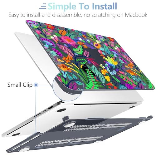Image of MEEgoodo Case for MacBook Pro 16 inch 2026 2024 2023 2021, Laptop Shell Compatible with M5 M4 M3 M2 M1 Pro /Max Chip, Fit Model A3429 /A3428 /A3403 /A3186 /A2991 /A2780 /A2485, Bright Flowers & Tropic Leaves