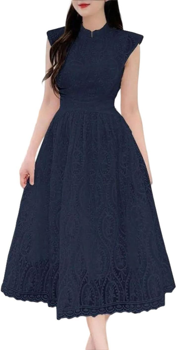 Women's Elegant V-Neck Midi Dress Faahion Bandage Bow Sleeveless A-Line Casual Solid Color Dresses