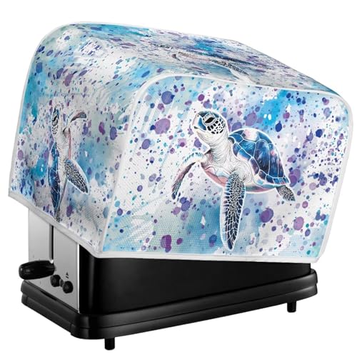Image of Talayituse Turtle Paint Splatter Print Toaster Cover 2 Slice Wide Slot, Lightweight Bread Maker Cover Dust Protection Washable Appliance Bag, S