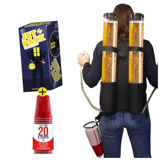 Double Girafe à Bière Jet Pack | Distributeur Boisson | Sac à Dos | Qualité Premium | 2 Réservoirs | 2 x 3L de Boisson | 2 Tireuses à Bière | Apéro | Soirée | House Party | OriginalCup®