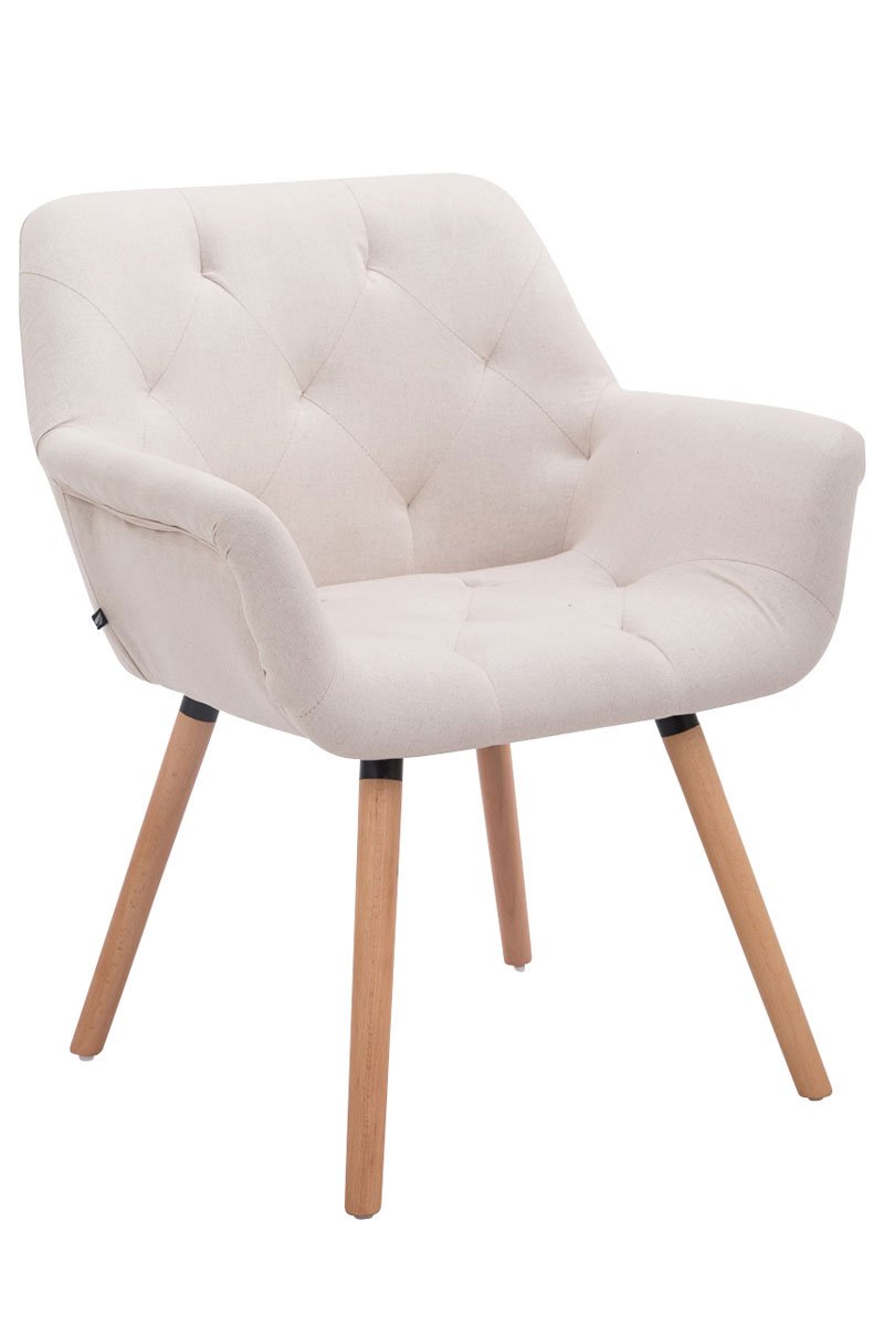 CLP Chaise De Salle A Manger Cassidy I Revêtement Tissu I Pieds en Bois Chaise Design Scandinave avec Dossier et Accoudoir - Charge Max.150 kg I, Couleur:Beige, Couleur du Cadre:Natura
