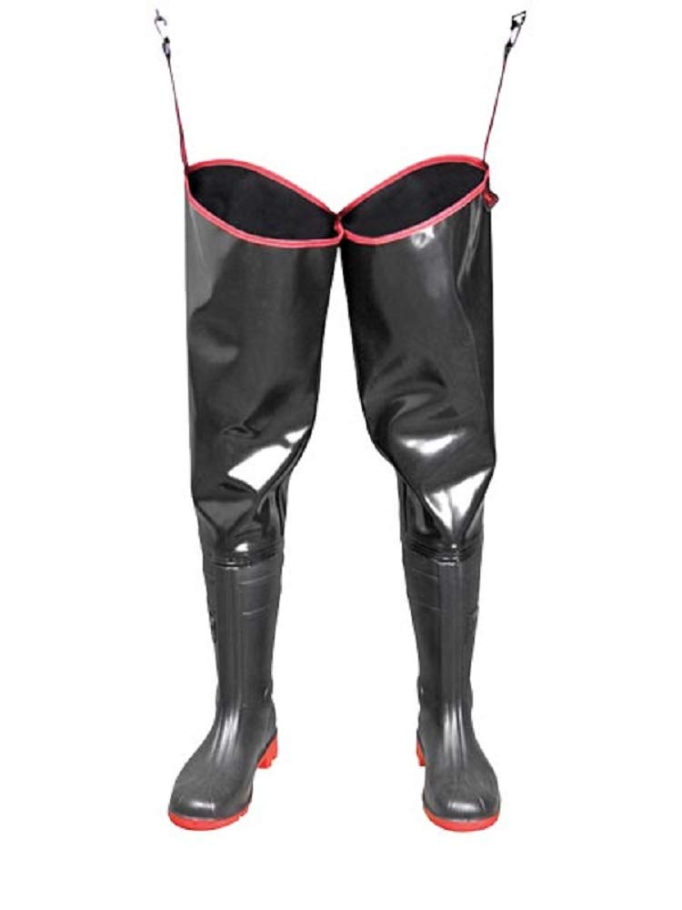 PROS WATSTIEFEL Strong spodnie wędkarskie spodnie wędkarskie PVC jako lateksowe spodnie do stawu, czarny - czarny - 41 EU
