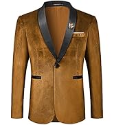 MAGE MALE Men's Velvet Slim Fit Suit Blazer Jacket Shawl Lapel One Button Dinner Prom Wedding Tuxedo