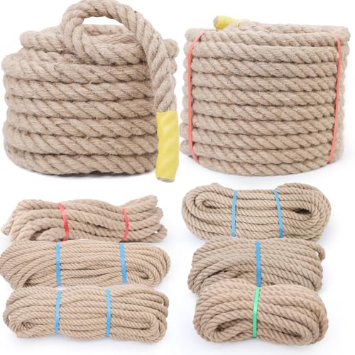 Meidansini Juteseil, Natürliches Hanfseil, DIY Verdrehtes Manilaseil für Handwerk, Gartenarbeit, Klettern, Hängematte, Nautisch, Tauziehen, Geländer, Innen- und Außendekoration (10mm x 10M)