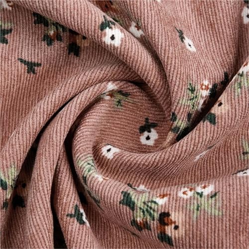 Tissu en velours côtelé imprimé floral 200x150cm pour couture