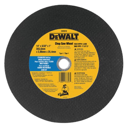 DEWALT DW8016 14-Inch by 7/64-Inch by 1-Inch Stainless Steel Cutting Wheel