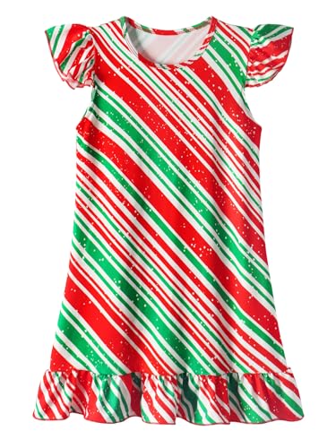 WonderBabe Girls Christmas Nightgowns Kids Flutter Sleeves Dress Nightdress Sleepwear Pajamas Nightgowns for Girls size 3-4t