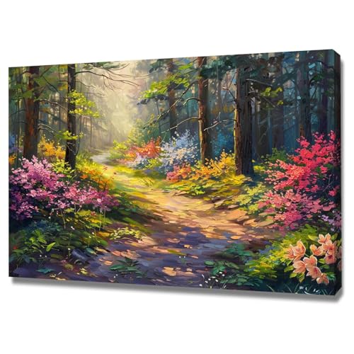 Impression sur toile WODJEM décoration murale haut de gamme forêt ensoleillée