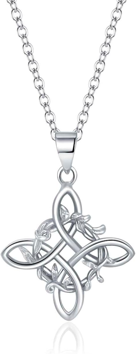 Witches Knot Necklace Nudo De Bruja Pendant Original Tetragrammaton Amuleto de Proteccion 925 Sterling Silver Wicca Moon Irish Celtic Jewelry for Women