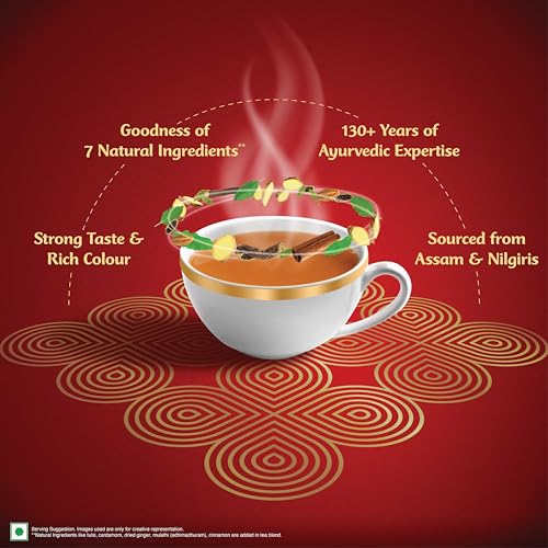 Image of Dabur Vedic Tea - 500gm | Premium Dust Tea | Goodness of 7 Natural Ingredients | Ginger, Elaichi, Dalchini, Tulsi, Adhimadhuram, Ashwagandha, Haritaki | With Real Ayurvedic Herbs