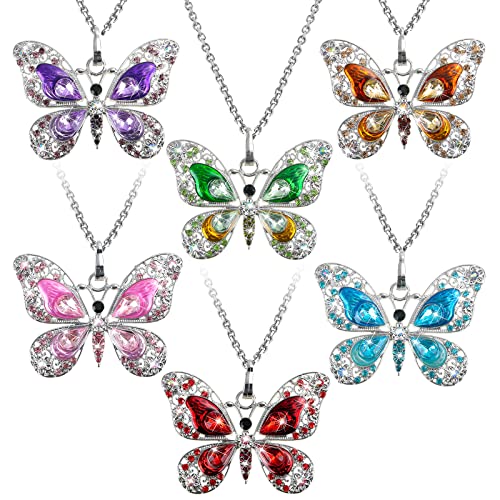 Sureio 6 Pieces Bohemian Dragonfly Jewelry Bohemian Necklace for Women Pendant Colorful Butterfly...