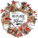 Baseball Wreath Fourth of July Wreath Patriotic Wreath Front Door Garland Independence Day Garland for Memorial Day Front Door Wall Home Decor - Black