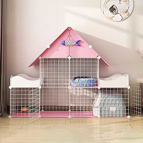 猫用囲い 屋内用 猫用プレイペン 取り外し可能な金属製猫用クレートケージ 犬小屋 クレート 大型運動場 1〜3匹の猫に最適(B)