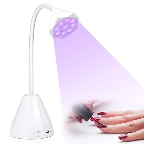 Lámpara LED UV recargable de 27 W, mini luz UV para uñas de gel, secadora de uñas portátil inalámbrica con cuello de cisne giratorio de 360 con 2 disponible en Yaxa El Salvador