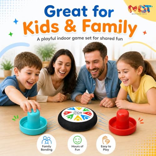 Image of Mini Air Hockey Game Set for Kids | Tabletop Air Hockey Puck & 2 Pushers | Indoor Sports Game Toy for Boys & Girls |Family Fun Activity Games| Ideal Birthday Gift for Kids 3+ Years