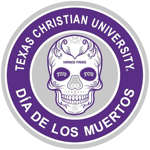 Fan Creations Texas Christian 16in Round Sugar Skull Home Decor Sign