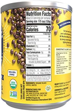 Westbrae Natural Organic Black Lentils, No Salt Added, 15 Ounce (Pack of 12)