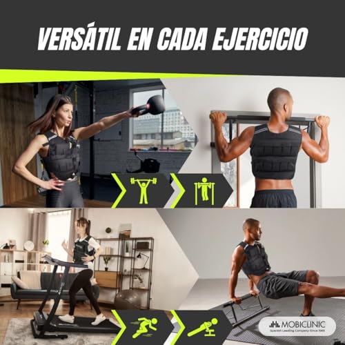 Mobiclinic®, Chaleco lastrado, 10kg, De peso, Ajustable, Resistente, Tela oxford 600d, Incluido, Bandas reflectantes, Transpirable, Con pesas para entrenamiento fitness, Iron10 - imagen 6