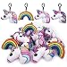 Pawliss 12 Pack 2" Unicorn Plush Keychain Mini Pillows Backpack Clips, Emoji Birthday Party Favors Supplies for Kids Girls, Emoticon Toys Prizes Gifts
