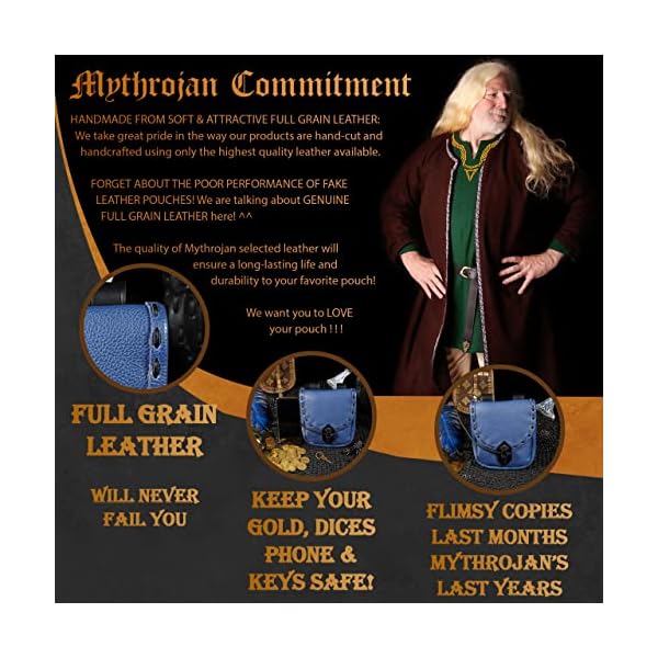 Mythrojan Gürteltasche Renaissance Kostüm Zubehör LARP Hüfttasche Cosplay Münzbörse – Bild 3