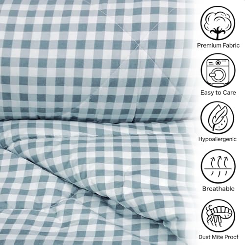 Image of MORADO Glace Cotton AC Comforter /Blanket /Quilt for Double Bed | Ultra Soft & Lightweight | All Season Reversible Comforter | Cozy Bedding for Home & Hotel | Size 90x100 Inches,White Grey Check,Double