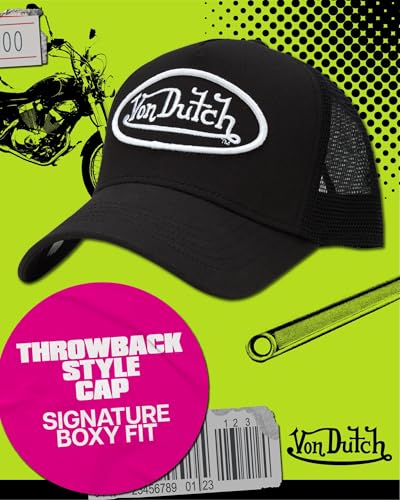 Image of Von Dutch Unisex Trucker Hat - Retro Classic Solid Color Mesh Back Snapback Baseball Cap for Men & Women.