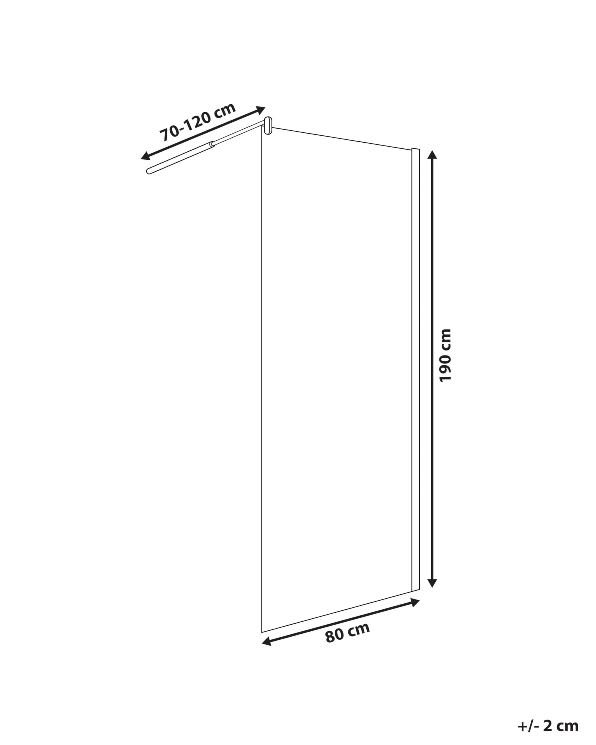 Mampara de ducha de vidrio templado sin puerta dorado 80 x 190 cm Ahaus