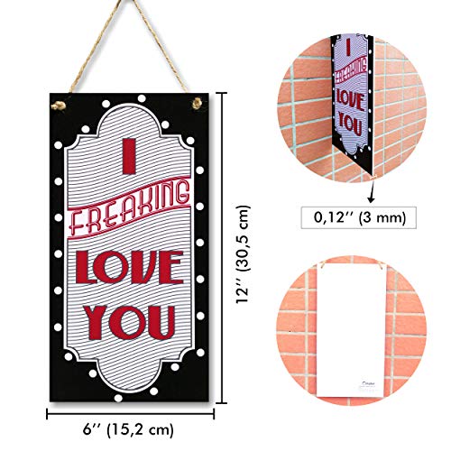 Carispibet I Freaking Love You Home Signs Bedroom Signs Home Décor Decorative Plaques Wall Art Funny Signs Romantic Home Decorations 12" X 6" #TOP1