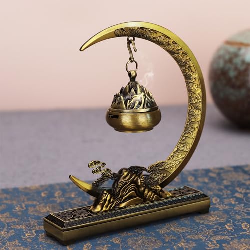 Reawow Lotus Furnace Hollow Hanging Ball Incense Burner Incense Coil Holder Alloy Insence-Stick Holder Ash Catcher For Home Office Ornament Decoration thumb #6