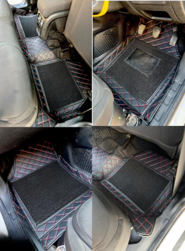 Image of 7D Car Floor Mat for Hyundai Aura 2020-2025 | Black Red