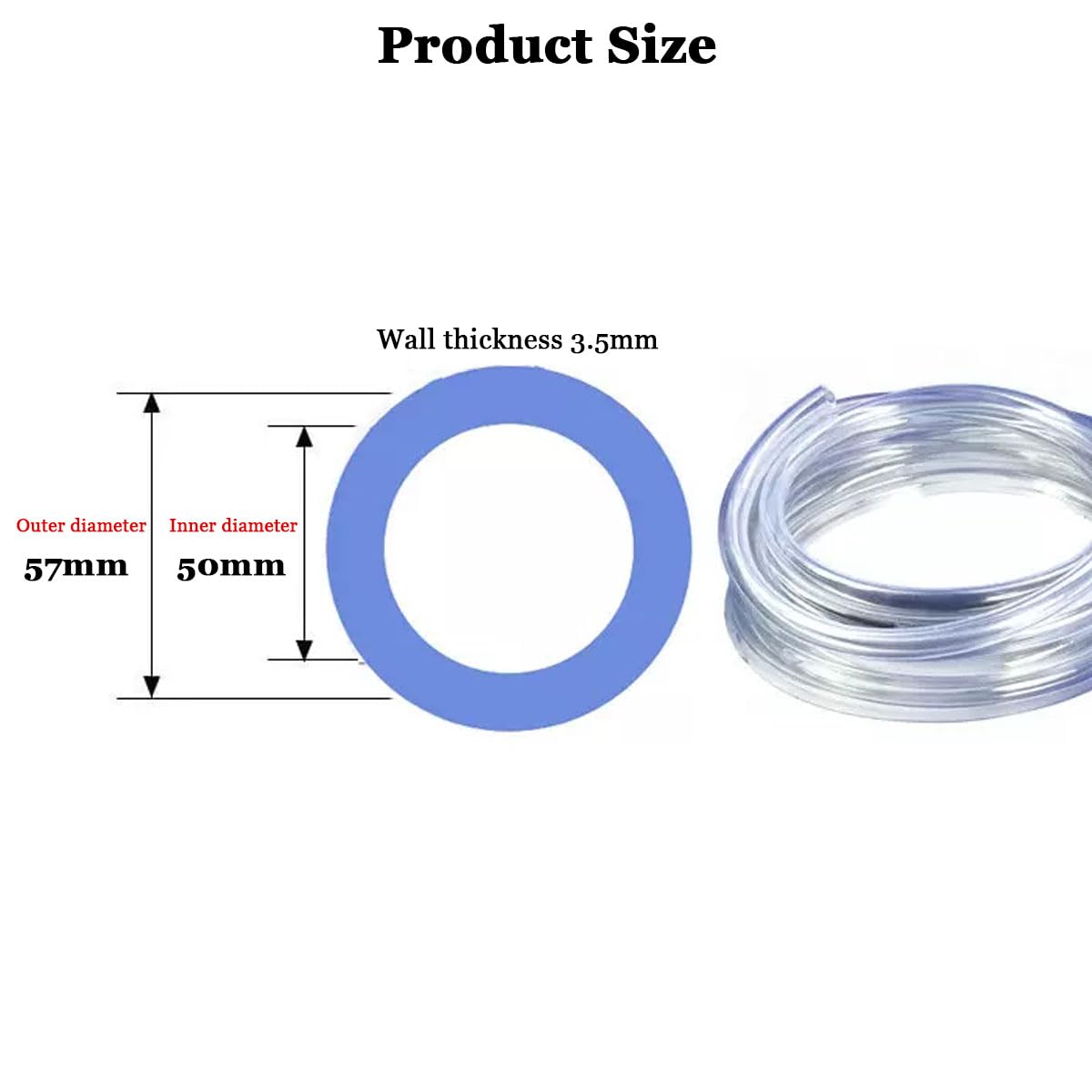Tubo de silicona transparente, tubo manguera PVC 1 m, for peces, ingeniería(50Mm*57Mm)