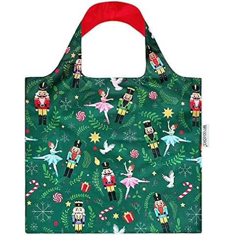 Wrapables Christmas Holiday AllyBag Collection Reusable Shopping Bag, Nutcracker Green Cover