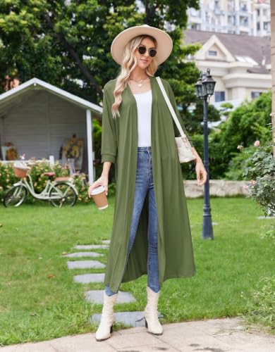 Image of Ekouaer Women Robes Long Knit Bathrobe Lightweight Soft Kimono Robes Casual Ladies Loungewear with Pockets