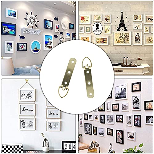 Image of 40Pcs Three Holes D Ring Picture Hangers 90 x 15mm for Hanging Hook Frame Mirror Artwork Clock Gold Tone
