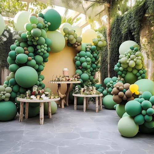 Image of KALOR 12 Inch Light Green Balloons, 50 Pcs Latex Helium Balloons for Kid's Birthday Party, Baby Shower, Wedding, Graduate Party Decorations