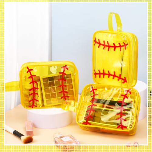 Reginary 12 Pcs Softball Cosmetic Bag Gifts Accessories for Makeup Bags Softball Clear PVC Cheer Case Toiletry Zipper Pouch Waterproof Travel Toiletry Handbag Purses Organizer for Women Valentine Gift2