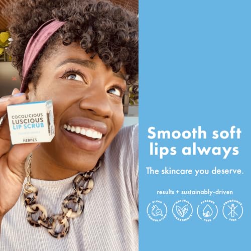 handmade heroes 100 natural lip scrub vegan conditioning coconut exfoliator - gentle exfoliant sugar polish and scrubber for chapped dry lips 1oz coconut sorbet