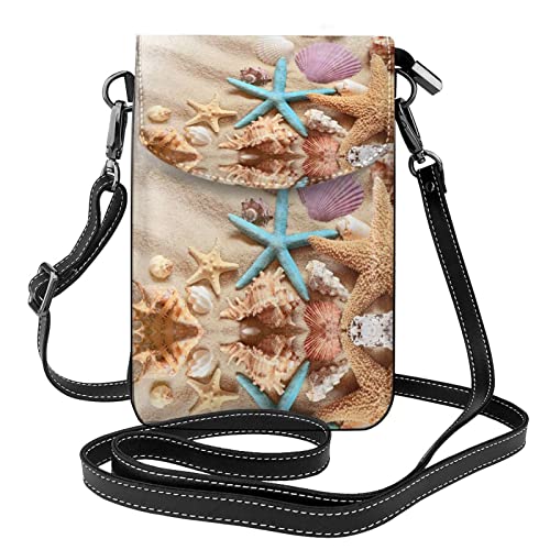 Sac à bandoulière en cuir motif étoile de mer pour téléphone et carte