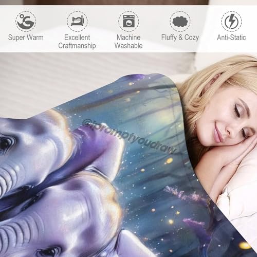 Couverture plaid éléphant anti-froid en molleton doux pour lit et nuits fraîches