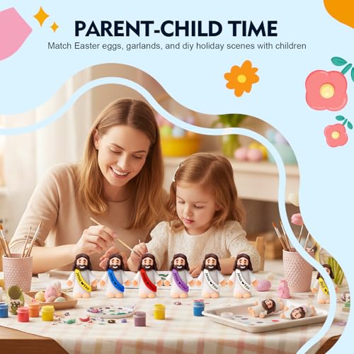 EHIOG Kleine Jesus-Figuren, 50 Stück kleine Jesus-Figuren in Großpackung, Miniatur-Figuren zum Verstecken und Suchen, Sonntag, Ostereier, Taufgeschenk (Mehrfarbig)