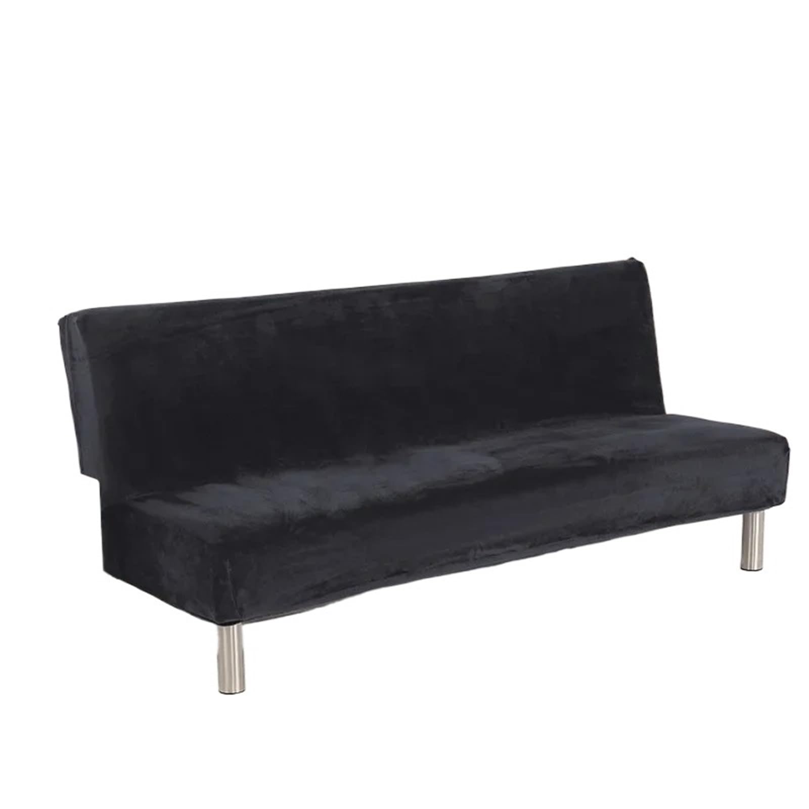 GCYEIDMA Armless Sofa Slipcover Plush Armless Sofa Bed Cover Folding Seat Slipcover Elastic Couch Protector Washable Removable Slipcovers(Black,L 185-210cm)