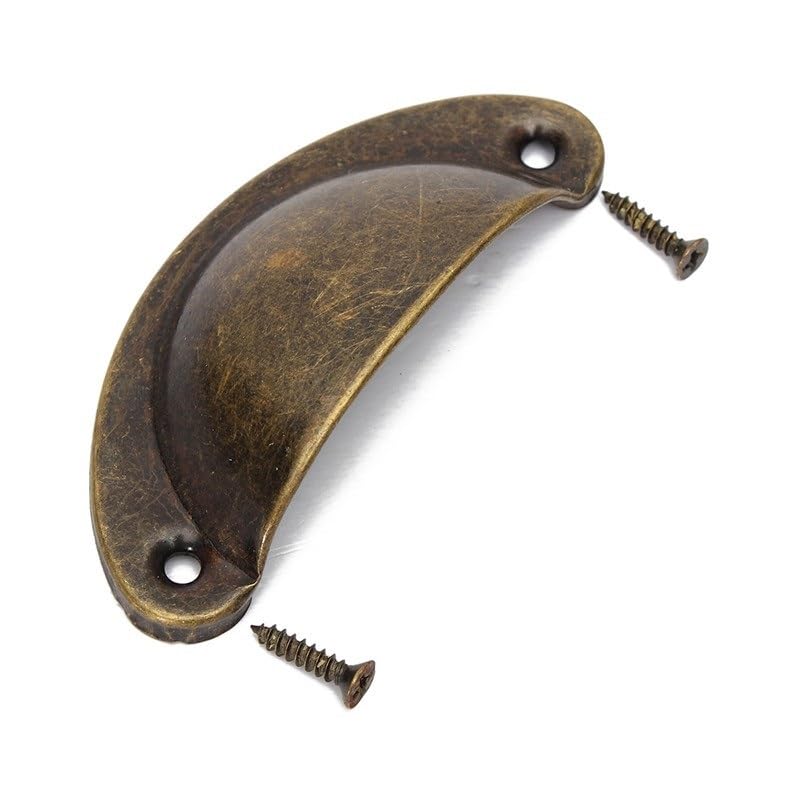 Maniglie for armadietti a conchiglia retrò in ottone antico da 20 pezzi(Brushed Green Bronze)