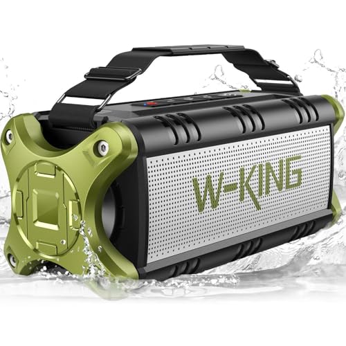 W KING 90W MAX 50W RMS Altavoz Bluetooth Potente, Portátil Exterior Impermeable Speaker Bluetooth, Bajo Profundo, IPX6 Waterproof, 40h de Reproducción, AUX, Banco de energía, EQ, NFC, Tarjeta TF