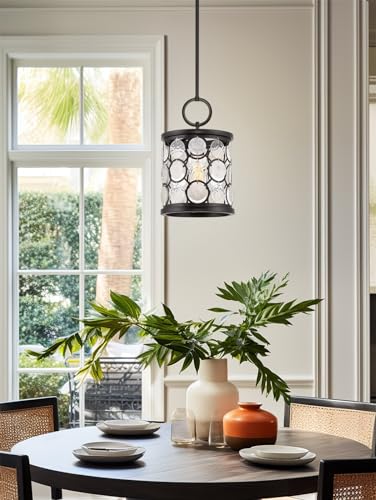 Kira Home Estelle 14" Modern Chic Hanging Pendant Light + Capiz Shell Accents, Oil Rubbed Bronze Finish - Image 6