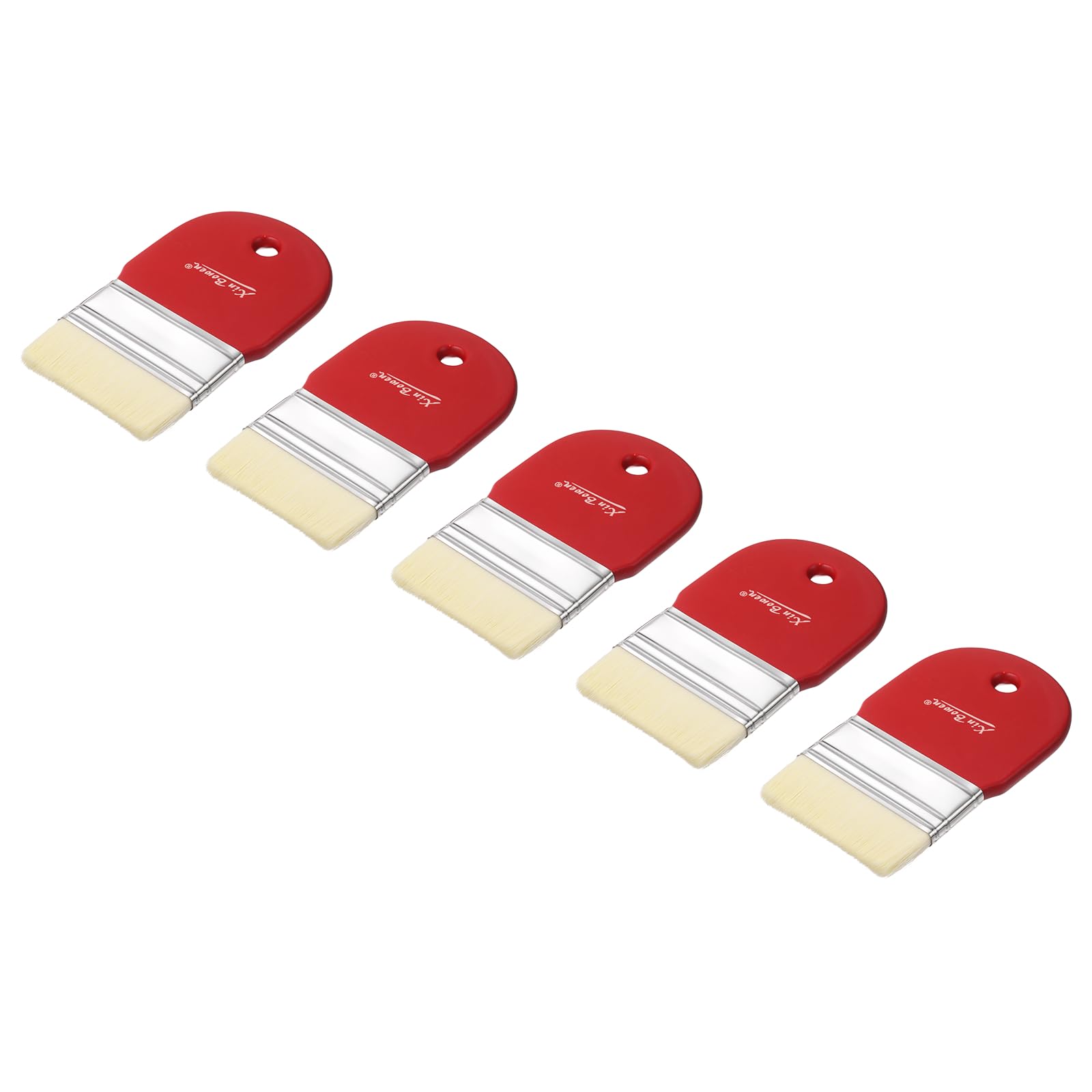 QUARKZMAN 5 Pezze Pennello Piatto A Pala Larghezza 3", Set Pennelli Per Pittura Con Setole In Nylon E Manico Corto In Legno Per Acrilico Olio Vernici Acquerello Pittore, Rosso
